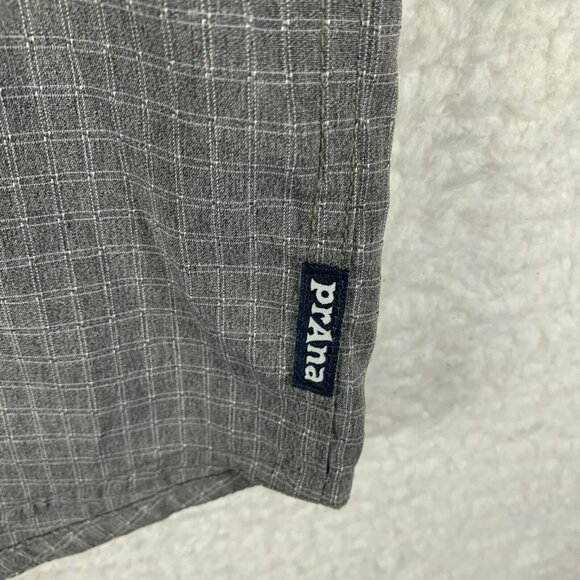 PrAna Men's Gray Garvan Short Sleeve Checkered Pattern Button Up Shirt Size XL - Picture 5 of 10
